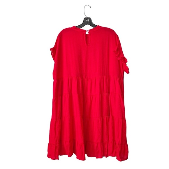 Miholl Tiered Dress Women's Size XXL Red Flutter Short Sleeve Twirl Colorful - Picture 3 of 6